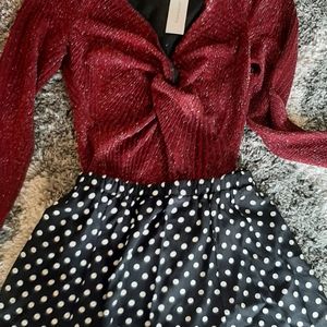 Wine colored shimmery bodysuit